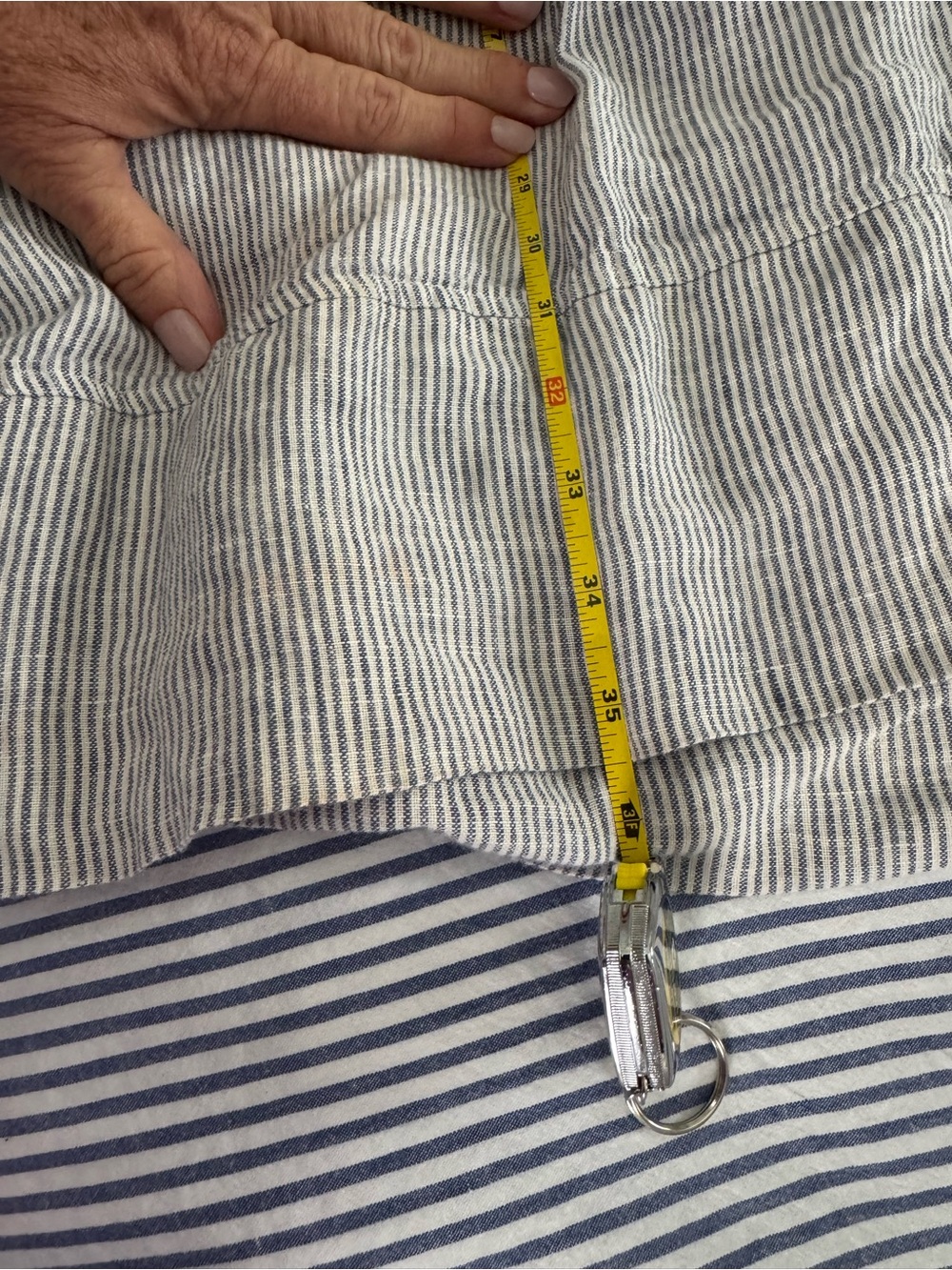 Quince Blue and White Striped Sleeveless Linen Dress - Picture 10 of 11